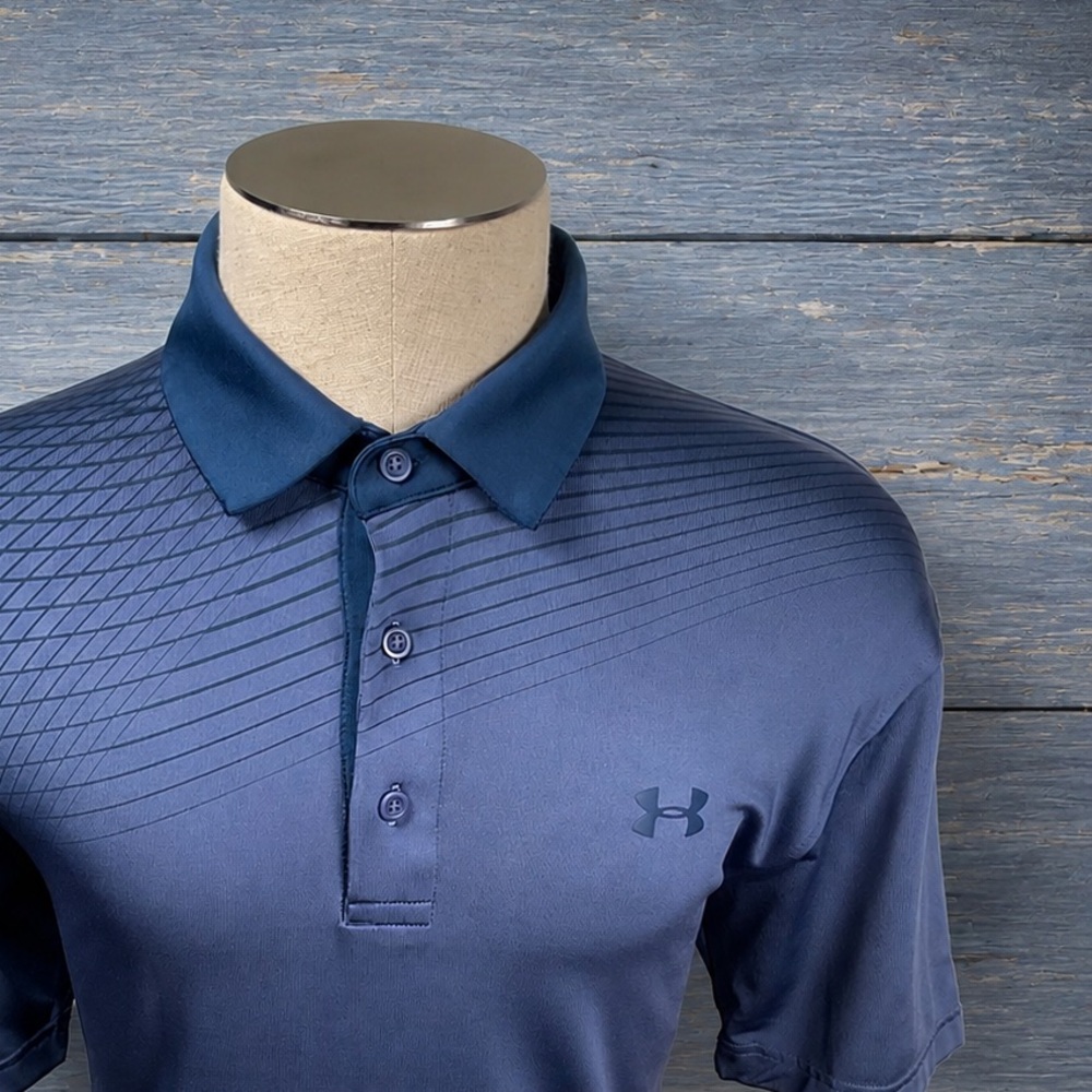 Under Armour Playoff Polo Golf Shirt Men’s Large Blue Gradient Geometric